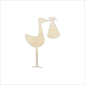Bird Stork - Laser Cut Out Unfinished Wood Craft Shape BBY30 Bird Stork - Laser Cut Out Unfinished Wood Craft Shape BBY30