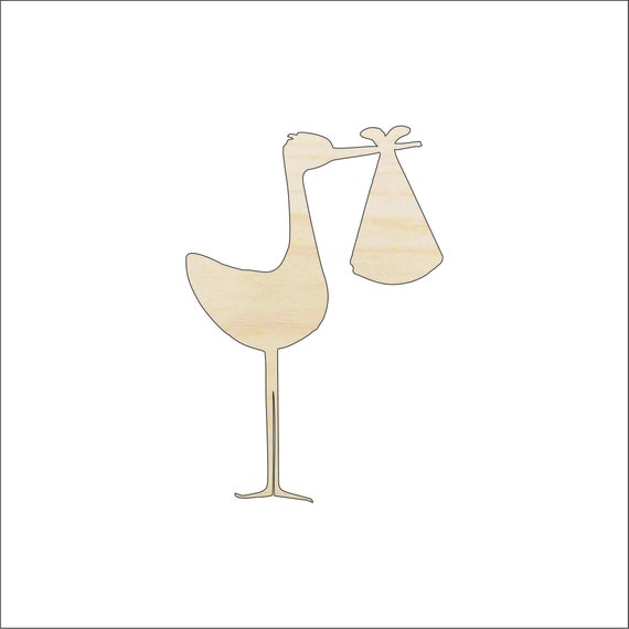 Bird Stork - Laser Cut Out Unfinished Wood Craft Shape BBY1 Bird Stork - Laser Cut Out Unfinished Wood Craft Shape BBY1