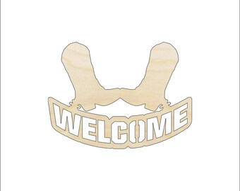 Sign Welcome Deer - Laser Cut Out Unfinished Wood Craft Shape SGN28 Sign Welcome Deer - Laser Cut Out Unfinished Wood Craft Shape SGN28