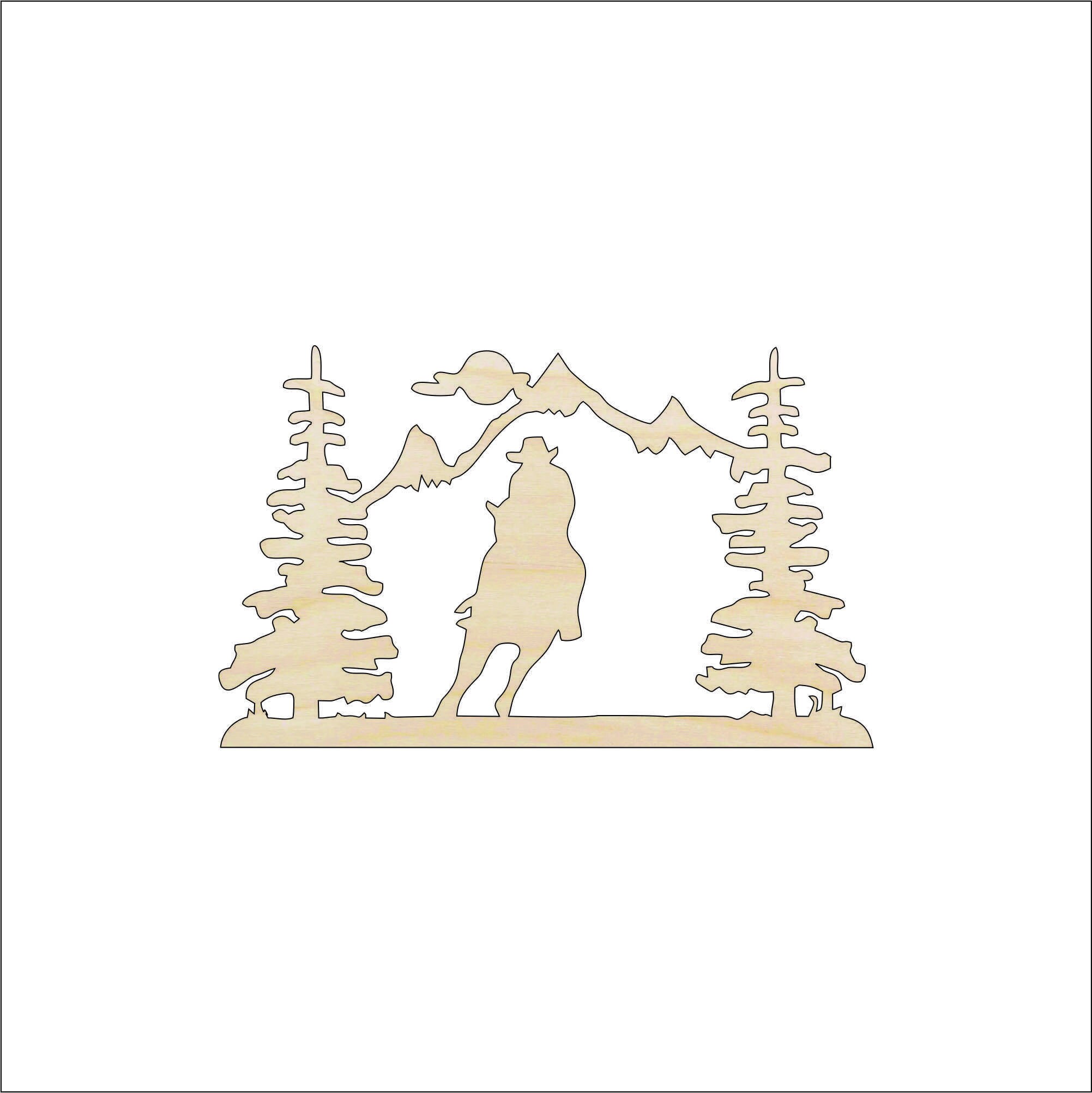 Scene Cowboy - Laser Cut Out Unfinished Wood Craft Shape HRS13 Scene Cowboy - Laser Cut Out Unfinished Wood Craft Shape HRS13