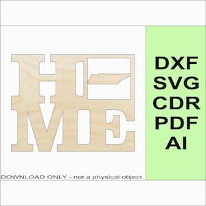 Download Tennessee Home State Design - Laser CNC Cricut SVG DXF Glowforge-bestanden "Alleen digitale bestanden"