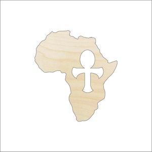 Continent Africa & Ankh - Laser Cut Out Unfinished Wood Craft Shape WLD63 Continent Africa & Ankh - Laser Cut Out Unfinished Wood Craft Shape WLD63