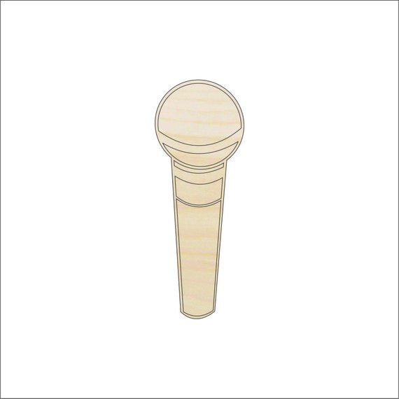 Music Microphone - Laser Cut Out Unfinished Wood Craft Shape MSC8 Music Microphone - Laser Cut Out Unfinished Wood Craft Shape MSC8