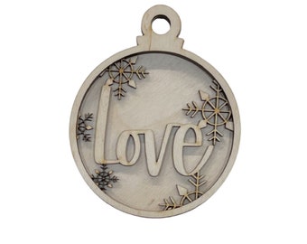 3D Ornament Love 3 Pieces Laser Cut Out Unfinished ORN41 3D Ornament Love 3 Pieces Laser Cut Out Unfinished ORN41