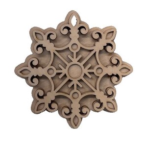 3D Ornament Snowflake 4 Pieces Laser Cut Out Unfinished ORN157 3D Ornament Snowflake 4 Pieces Laser Cut Out Unfinished ORN157