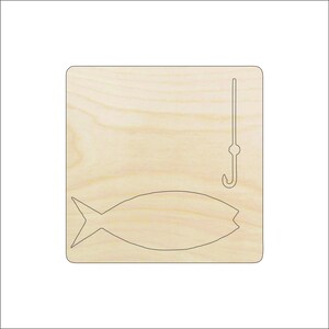 Sport Fishing - Laser Cut Out Unfinished Wood Craft Shape HNT15 Sport Fishing - Laser Cut Out Unfinished Wood Craft Shape HNT15