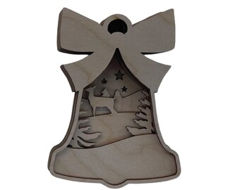 3D Ornament Deer 5 Pieces Laser Cut Out Unfinished ORN140 3D Ornament Deer 5 Pieces Laser Cut Out Unfinished ORN140