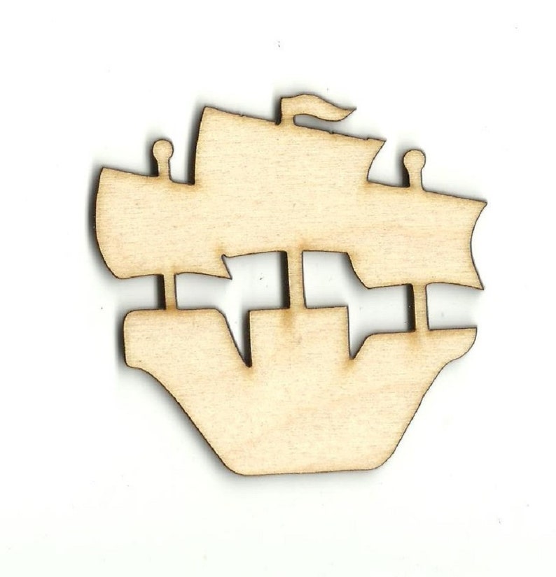 Pirate Ship Laser Cut Out Wood Shape Craft Supply Thickness