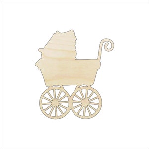 Baby Carriage - Laser Cut Out Unfinished Wood Craft Shape BBY35 Baby Carriage - Laser Cut Out Unfinished Wood Craft Shape BBY35