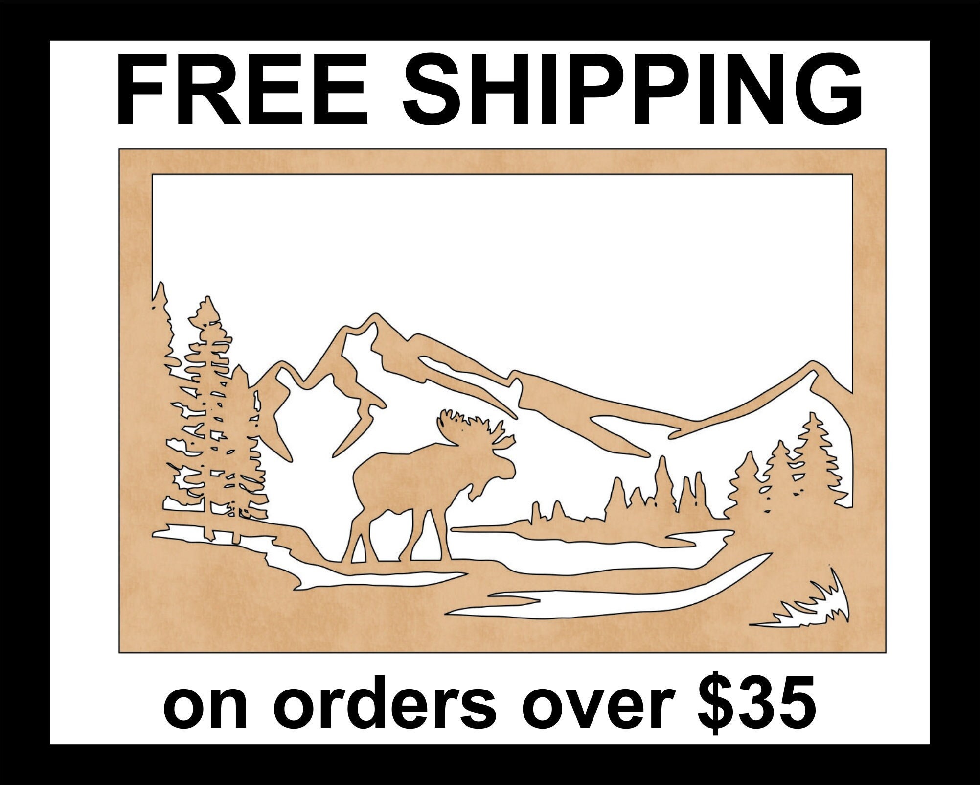 Escena del alce árboles Laser Cut Out Unfinished Wood - Etsy España