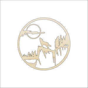 Scene Wolf - Laser Cut Out Unfinished Wood Craft Shape ANML88 Scene Wolf - Laser Cut Out Unfinished Wood Craft Shape ANML88
