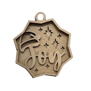 3D Ornament Joy 4 Pieces Laser Cut Out Unfinished ORN183 3D Ornament Joy 4 Pieces Laser Cut Out Unfinished ORN183