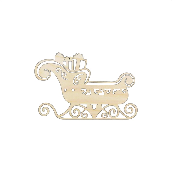 Sleigh - Laser Cut Out Unfinished Wood Craft Shape XMS101 Sleigh - Laser Cut Out Unfinished Wood Craft Shape XMS101