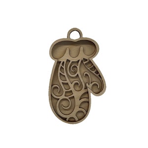 3D Ornament Mitten 3 Pieces Laser Cut Out Unfinished ORN101 3D Ornament Mitten 3 Pieces Laser Cut Out Unfinished ORN101