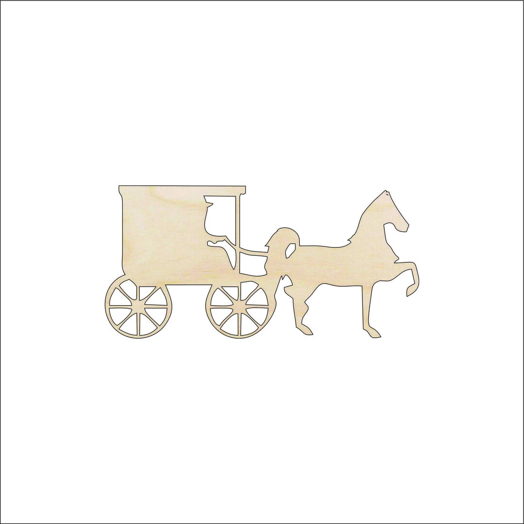 Horse & Buggy - Laser Cut Out Unfinished Wood Craft Shape WGN17 Horse & Buggy - Laser Cut Out Unfinished Wood Craft Shape WGN17