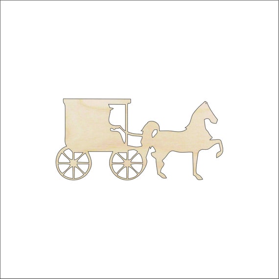 Horse & Buggy - Laser Cut Out Unfinished Wood Craft Shape WGN17 Horse & Buggy - Laser Cut Out Unfinished Wood Craft Shape WGN17