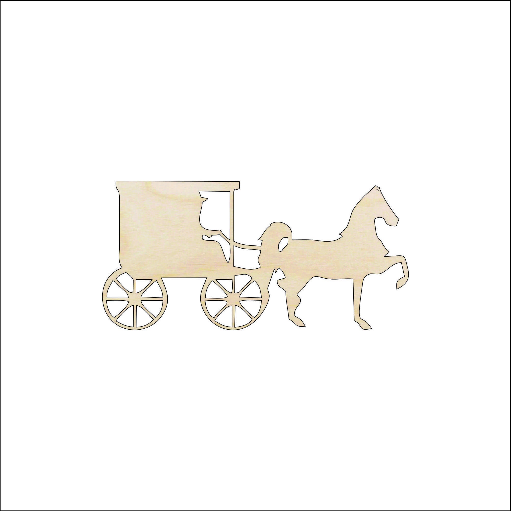 Horse & Buggy - Laser Cut Out Unfinished Wood Craft Shape WGN17 Horse & Buggy - Laser Cut Out Unfinished Wood Craft Shape WGN17