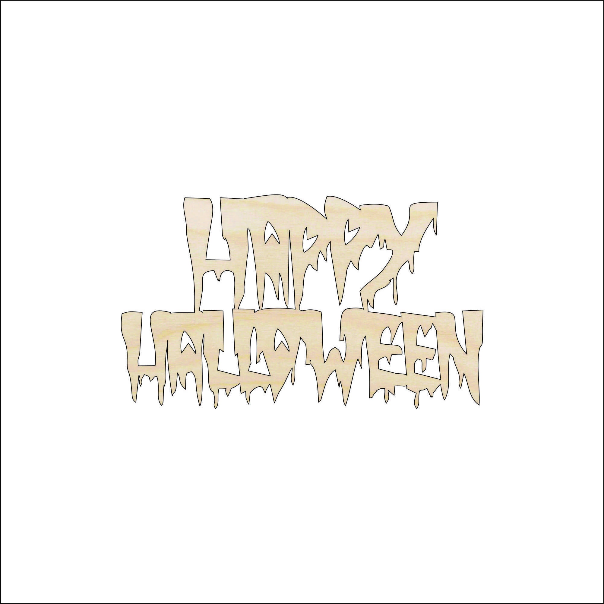 Word Happy Halloween - Laser Cut Out Unfinished Wood Craft Shape FAL137 Word Happy Halloween - Laser Cut Out Unfinished Wood Craft Shape FAL137
