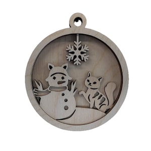 3D Ornament Cat 4 Pieces Laser Cut Out Unfinished ORN141 3D Ornament Cat 4 Pieces Laser Cut Out Unfinished ORN141