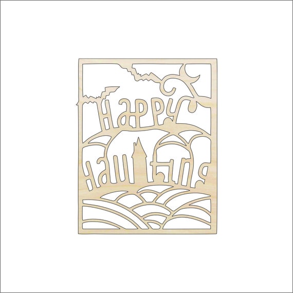 Scene Halloween - Laser Cut Out Unfinished Wood Craft Shape FAL153 Scene Halloween - Laser Cut Out Unfinished Wood Craft Shape FAL153