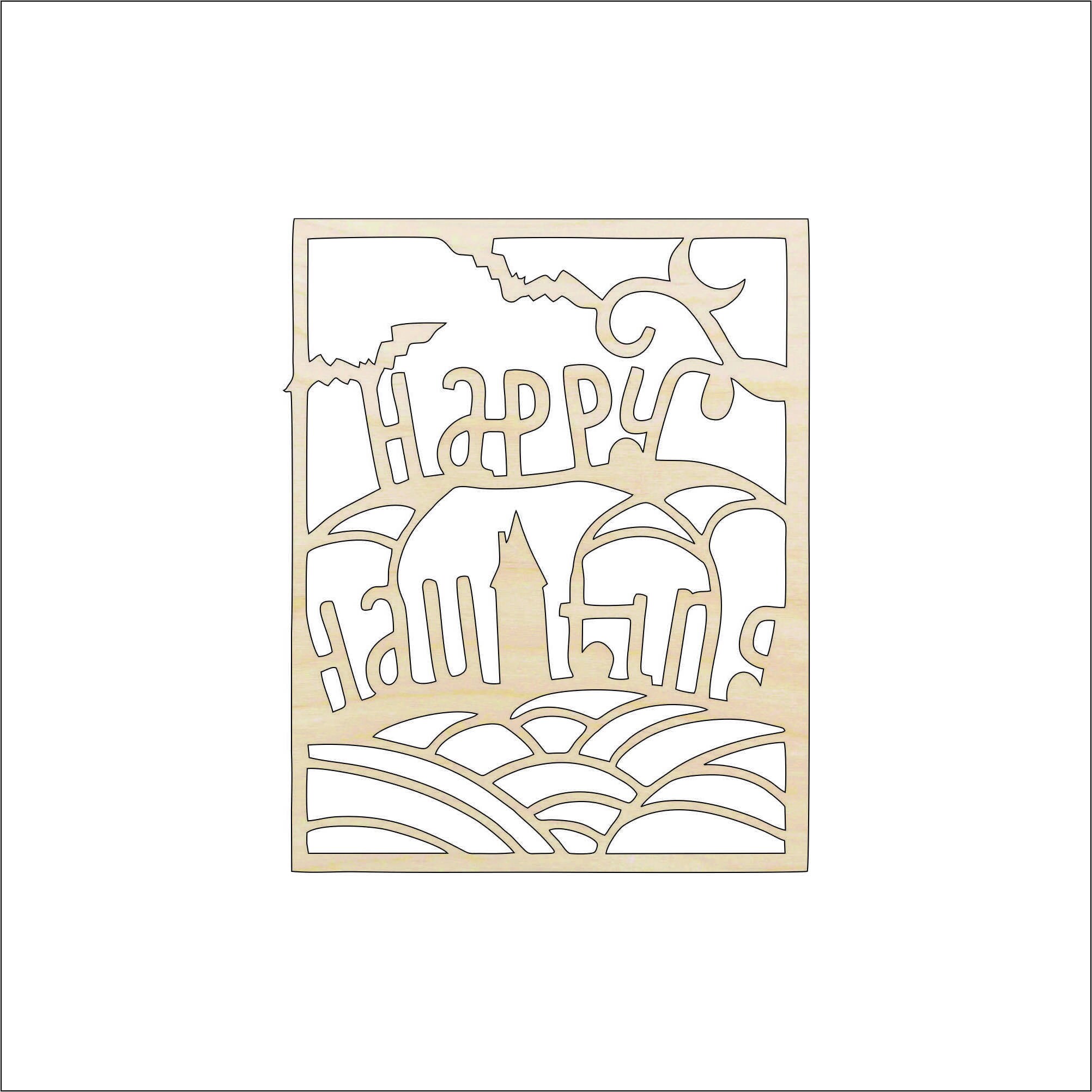 Scene Halloween - Laser Cut Out Unfinished Wood Craft Shape FAL153 Scene Halloween - Laser Cut Out Unfinished Wood Craft Shape FAL153