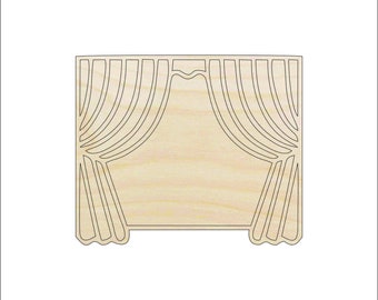 Movie Curtain - Laser Cut Out Unfinished Wood Craft Shape MVE65 Movie Curtain - Laser Cut Out Unfinished Wood Craft Shape MVE65