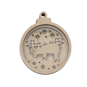 3D Ornament Deer 5 Pieces Laser Cut Out Unfinished ORN73 3D Ornament Deer 5 Pieces Laser Cut Out Unfinished ORN73