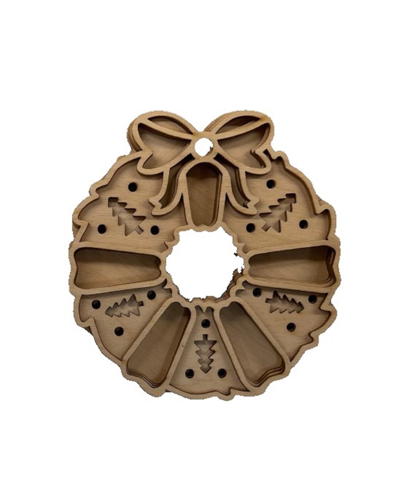 3D Ornament Wreath 4 Pieces Laser Cut Out Unfinished ORN159 3D Ornament Wreath 4 Pieces Laser Cut Out Unfinished ORN159