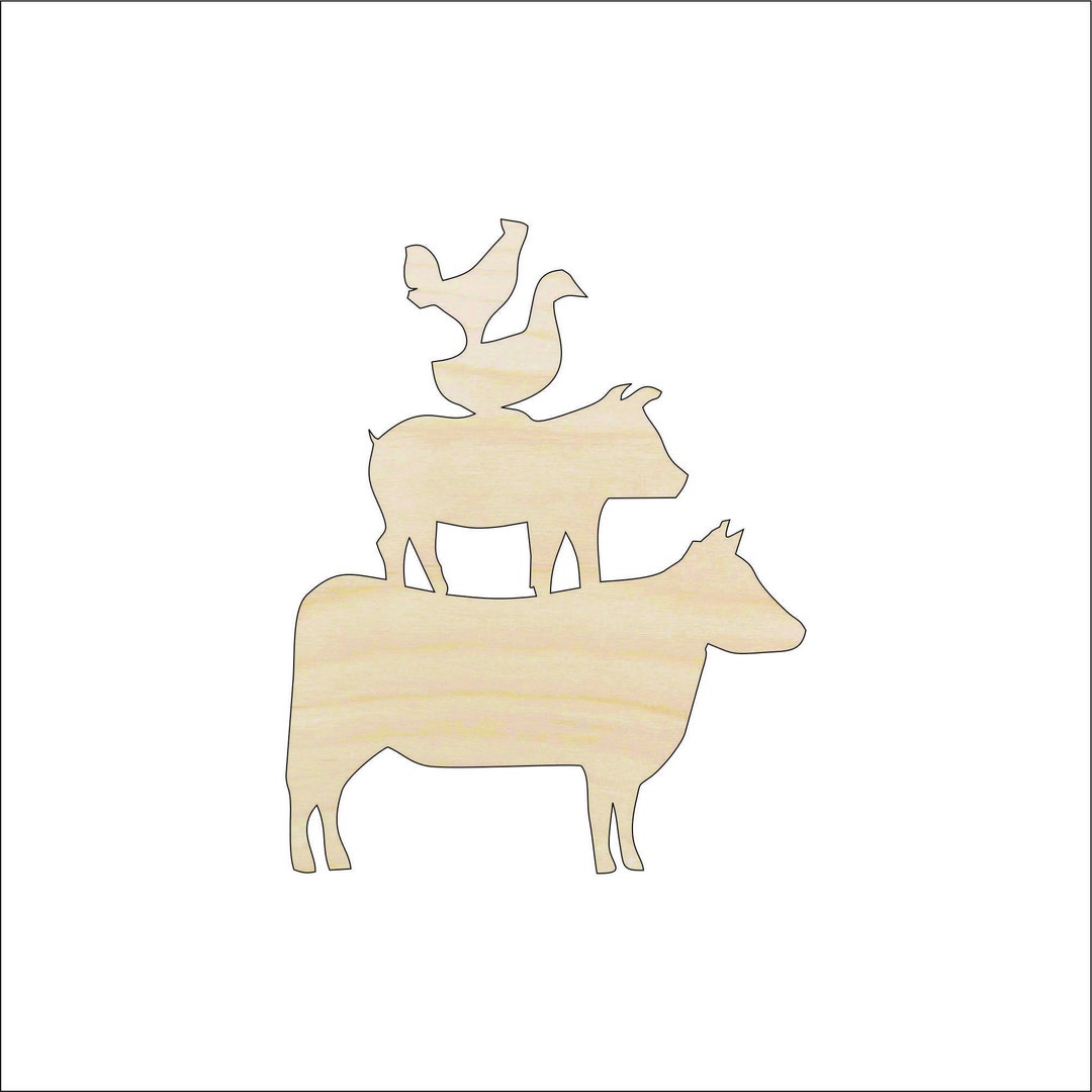 Stacked Farm Animals - Wood Craft Shape Laser Cut Out & Unfinished DIY ...