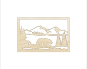 Scene Bear - Laser Cut Out Unfinished Wood Craft Shape BER63 Scene Bear - Laser Cut Out Unfinished Wood Craft Shape BER63