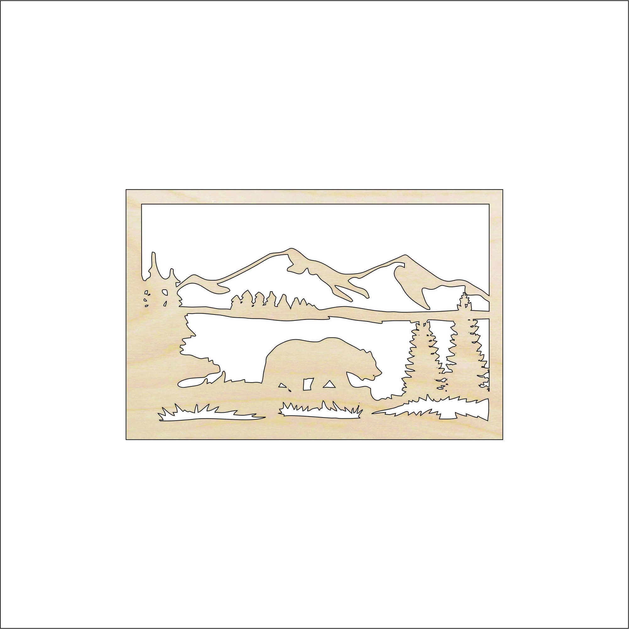 Scene Bear - Laser Cut Out Unfinished Wood Craft Shape BER63 Scene Bear - Laser Cut Out Unfinished Wood Craft Shape BER63