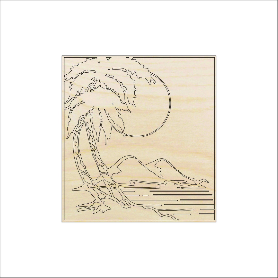 Scene Beach - Laser Cut Out Unfinished Wood Craft Shape BCH17 Scene Beach - Laser Cut Out Unfinished Wood Craft Shape BCH17