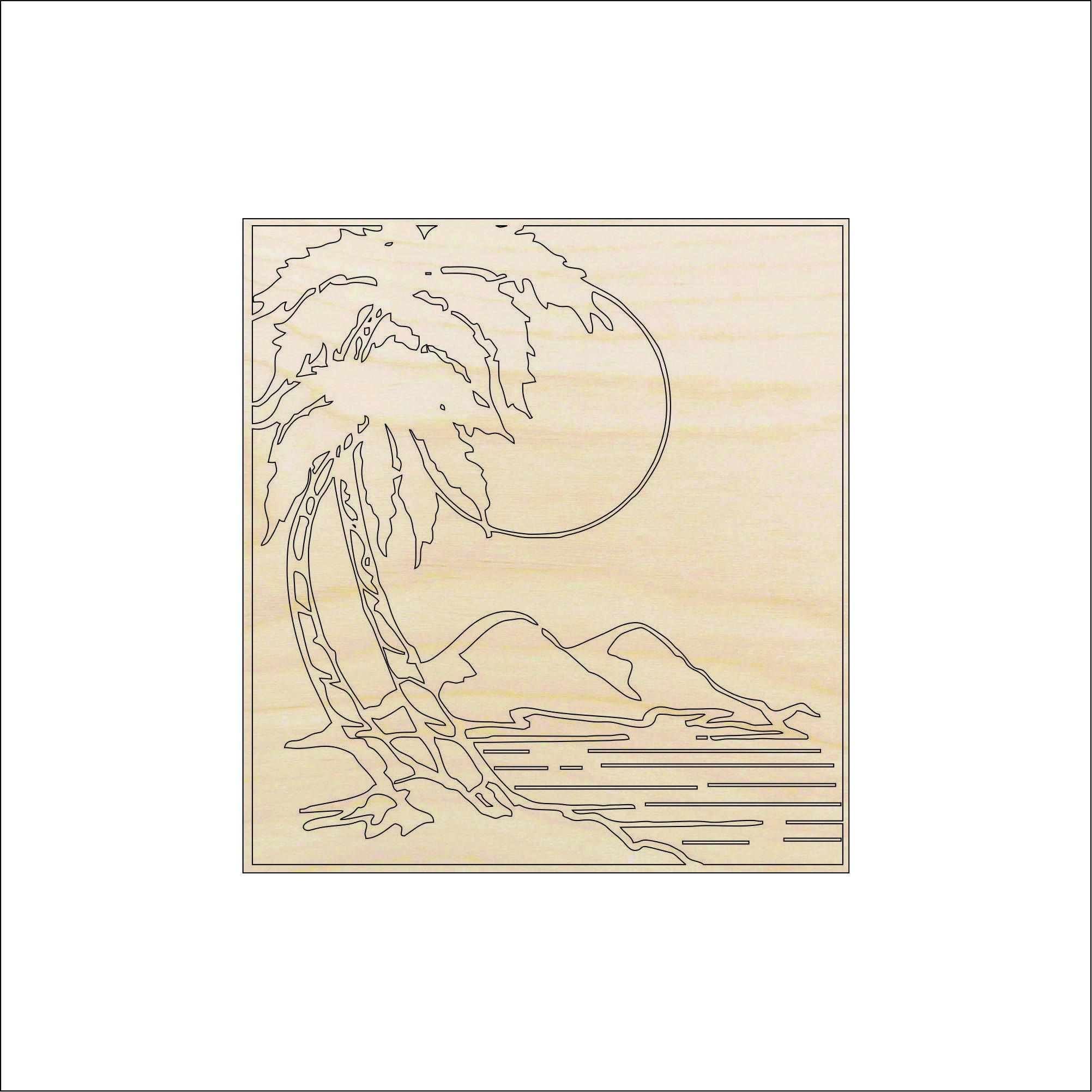 Scene Beach - Laser Cut Out Unfinished Wood Craft Shape BCH17 Scene Beach - Laser Cut Out Unfinished Wood Craft Shape BCH17