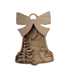 3D Ornament Deer 7 Pieces Laser Cut Out Unfinished ORN154 3D Ornament Deer 7 Pieces Laser Cut Out Unfinished ORN154