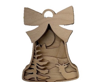 3D Ornament Deer 7 Pieces Laser Cut Out Unfinished ORN154 3D Ornament Deer 7 Pieces Laser Cut Out Unfinished ORN154