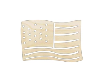Flag American - Laser Cut Out Unfinished Wood Craft Shape USA44 Flag American - Laser Cut Out Unfinished Wood Craft Shape USA44