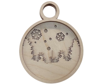 3D Ornament Forest 4 Pieces Laser Cut Out Unfinished ORN65 3D Ornament Forest 4 Pieces Laser Cut Out Unfinished ORN65
