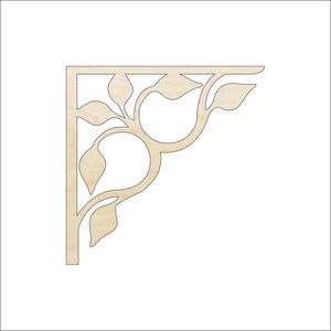 Vine and Leaf Decorative Shelf Bracket  - Wood Craft Shape Laser Cut Out & Unfinished DIY Craft Supply   SHLF2