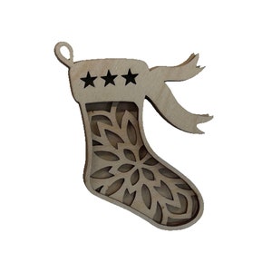 3D Ornament Stockings 3 Pieces Laser Cut Out Unfinished ORN103 3D Ornament Stockings 3 Pieces Laser Cut Out Unfinished ORN103