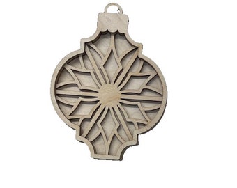 3D Ornament 3 Pieces Laser Cut Out Unfinished ORN172 3D Ornament 3 Pieces Laser Cut Out Unfinished ORN172