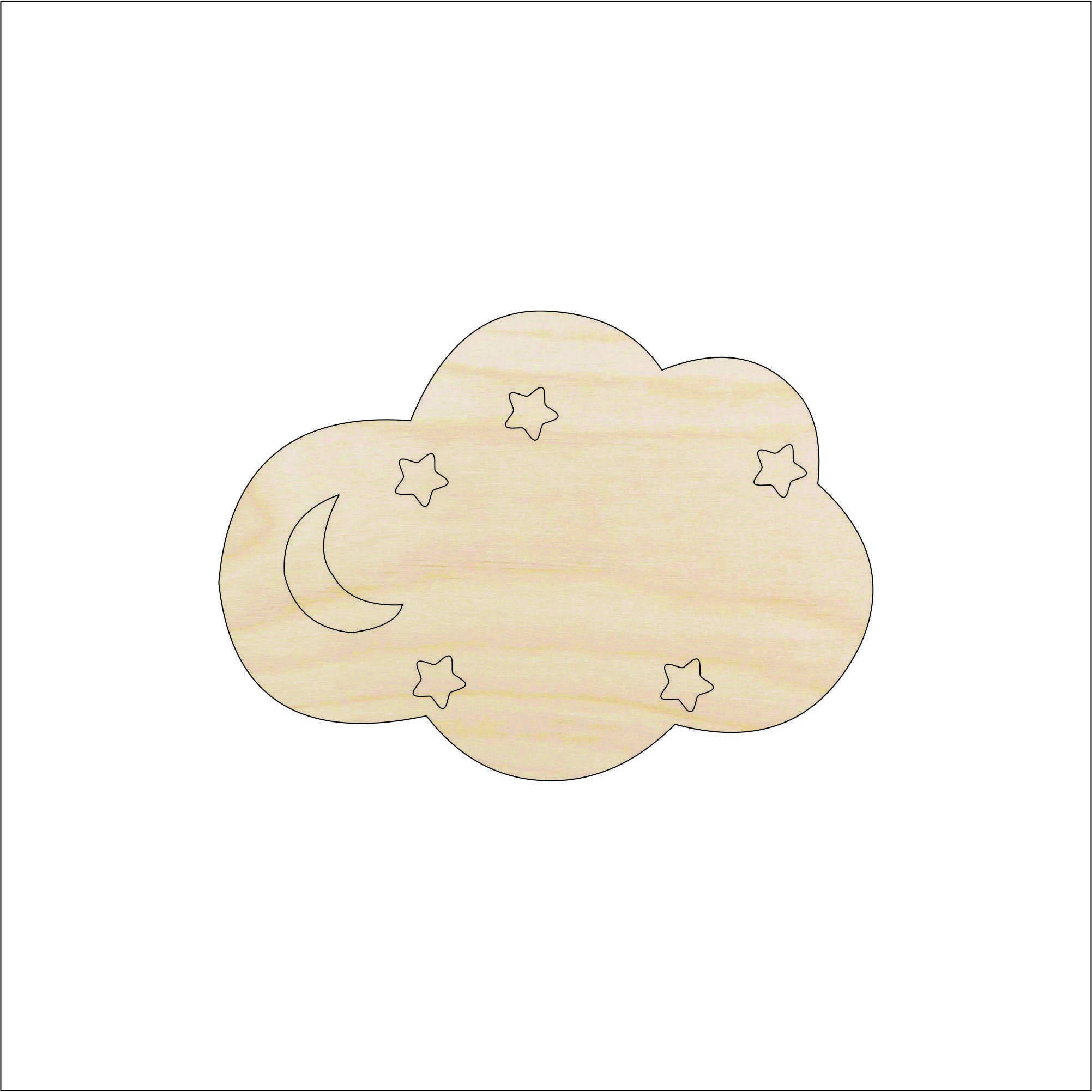 Cloud - Laser Cut Out Unfinished Wood Craft Shape SKY71 Cloud - Laser Cut Out Unfinished Wood Craft Shape SKY71