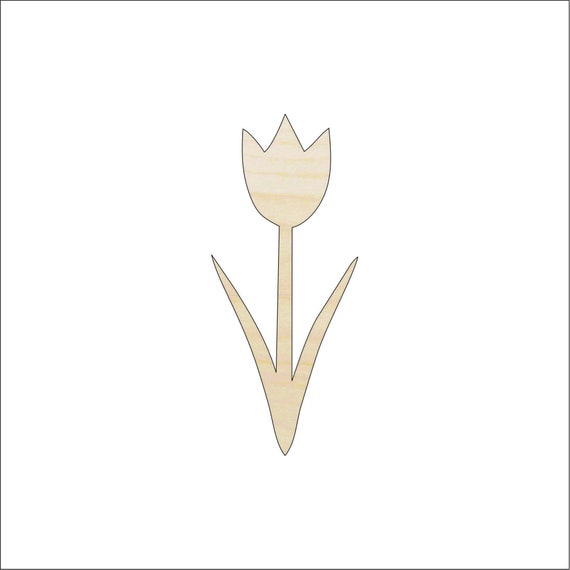 Flower Tulip - Laser Cut Out Unfinished Wood Craft Shape FLR63 Flower Tulip - Laser Cut Out Unfinished Wood Craft Shape FLR63