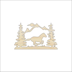 Scene Horse - Laser Cut Out Unfinished Wood Craft Shape HRS6 Scene Horse - Laser Cut Out Unfinished Wood Craft Shape HRS6
