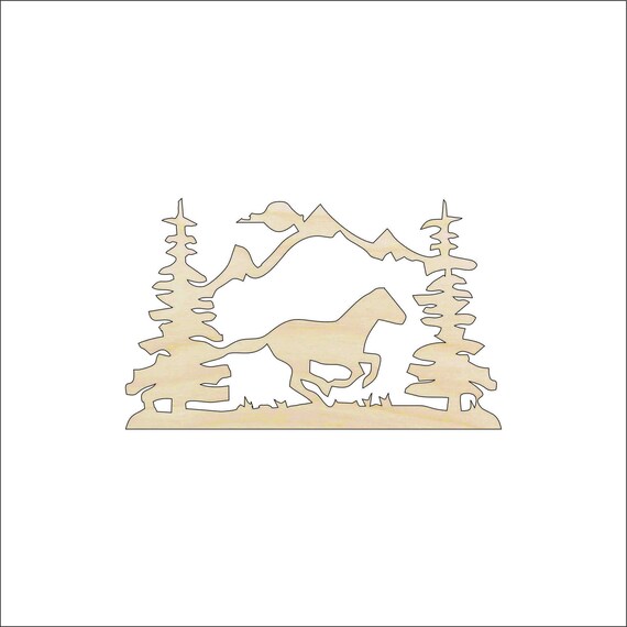 Scene Horse - Laser Cut Out Unfinished Wood Craft Shape HRS6 Scene Horse - Laser Cut Out Unfinished Wood Craft Shape HRS6