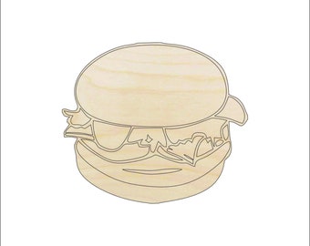 Food Cheeseburger - Laser Cut Out Unfinished Wood Craft Shape FOD17 Food Cheeseburger - Laser Cut Out Unfinished Wood Craft Shape FOD17