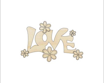 Word Love - Laser Cut Out Unfinished Wood Craft Shape WRD75 Word Love - Laser Cut Out Unfinished Wood Craft Shape WRD75