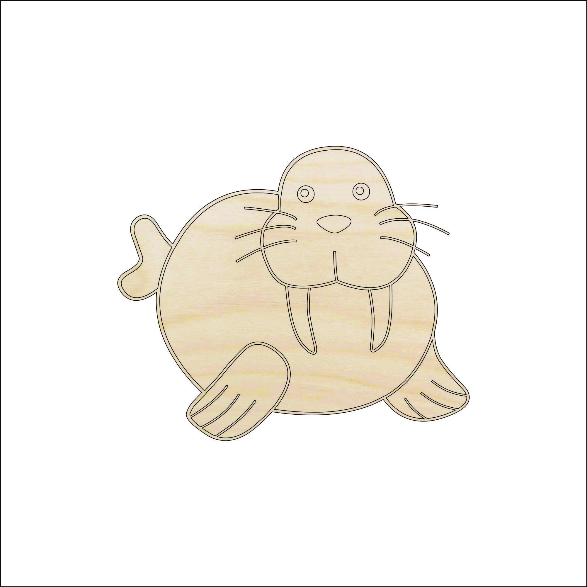 Walrus - Laser Cut Out Unfinished Wood Craft Shape ANML34 Walrus - Laser Cut Out Unfinished Wood Craft Shape ANML34