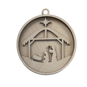 3D Ornament Nativity 3 Pieces Laser Cut Out Unfinished ORN182 3D Ornament Nativity 3 Pieces Laser Cut Out Unfinished ORN182