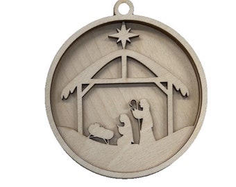 3D Ornament Nativity 3 Pieces Laser Cut Out Unfinished ORN182 3D Ornament Nativity 3 Pieces Laser Cut Out Unfinished ORN182