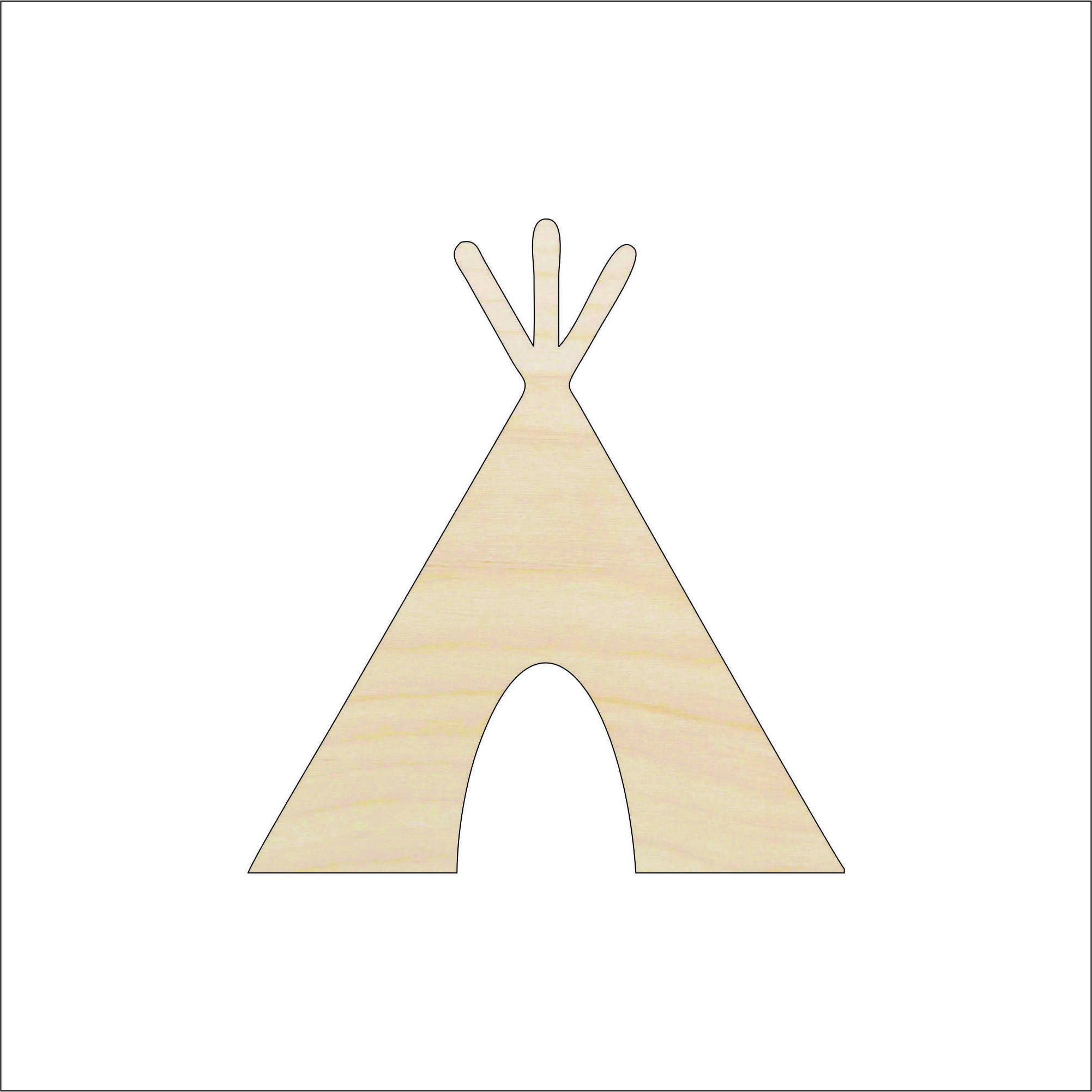 Tee Pee - Laser Cut Out Unfinished Wood Craft Shape XTR10 Tee Pee - Laser Cut Out Unfinished Wood Craft Shape XTR10